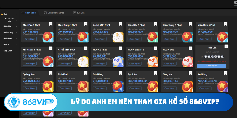 Lý do anh em nên tham gia xổ số 868VIP?
